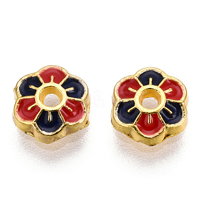 6-Petal Alloy Enamel Bead Caps X1-ENAM-TAC0023-06-1