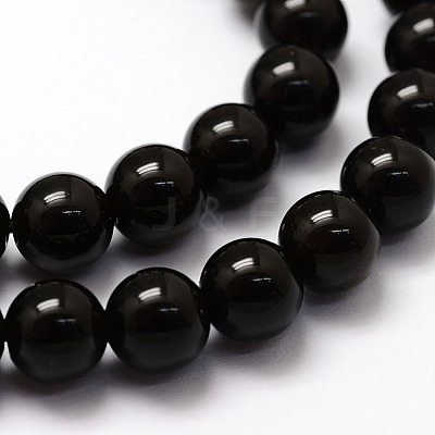Natural Golden Sheen Obsidian Beads Strands X-G-F364-08-6mm-1