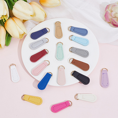 36Pcs 18 Styles PU Leather Zipper Pull Tabs FIND-ME0004-17-1