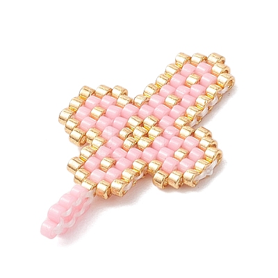 2Pcs 2 Styles Glass Seed Beaded Pendants PALLOY-MZ00883-05-1