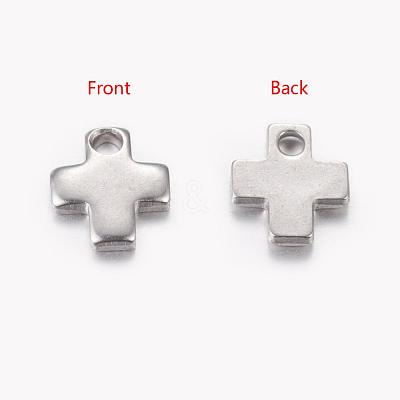 Tarnish Resistant Original Color Stamping Blank Tag Tiny Cross Charms X-STAS-Q072-1