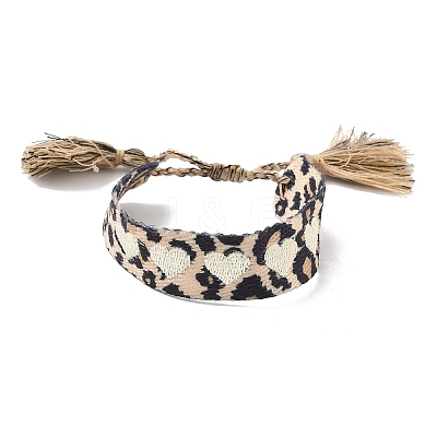 Leopard Print Pattern Polyester Cord Adjustable Bracelets LS-BJEW-B127-01C-1