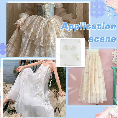 Polyester Flower Pattern Mesh Fabric SENE-WH0003-45A-1
