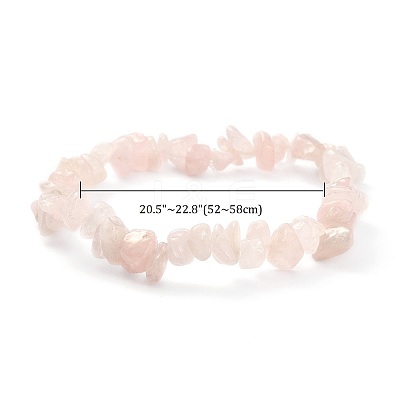 Rose Quartz Chips Stretch Bracelets BJEW-JB01308-01-1