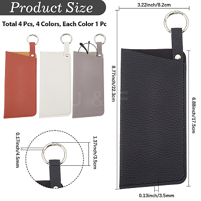 4Pcs 4 Colors PU Leather Eyeglass Cases AJEW-CN0004-99B-1