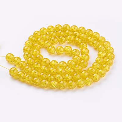 1Strand Gold Transparent Crackle Glass Round Beads Strands X-CCG-Q001-10mm-10-1