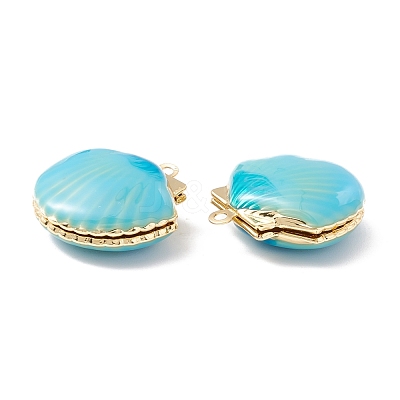 Rack Plating Brass Enamel Locket Pendants KK-B053-08G-1