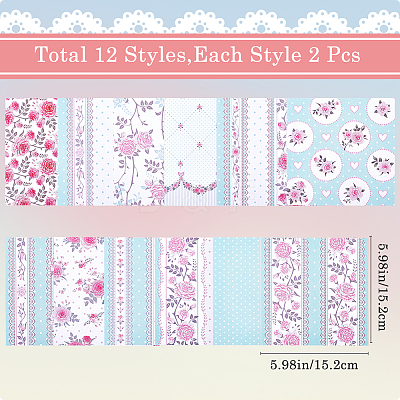 24 Sheets 12 Styles Rose Scrapbook Paper Pads DIY-WH0304-989H-1