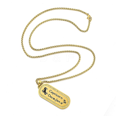 Constellation 304 Stainless Steel Micro Pave Clear Cubic Zirconia Wheat Chain Pendant Necklaces for Women Men NJEW-U007-01H-1