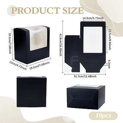 Foldable Cardboard Gift Cap Storage Boxes with Clear PVC Window LS-CON-WH0099-66A-1