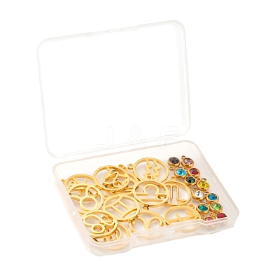24Pcs 12 Colors 303 Stainless Steel Rhinestone Charms STAS-LS0001-30-1