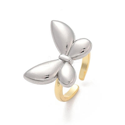 Brass Adjustable Open Cuff Rings for Women RJEW-Q030-03GP-1