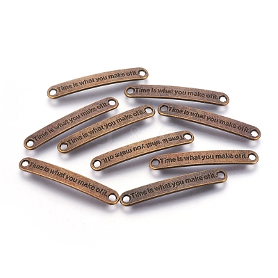 Tibetan Style Rectangle Carved Word Time is What You Make of It Message Links connectors PALLOY-2746-AB-FF-1