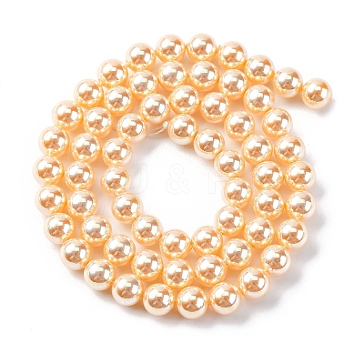 UV Plating Pearlized Glass Pearl Beads Strands GLAA-F128-01A-T6-1