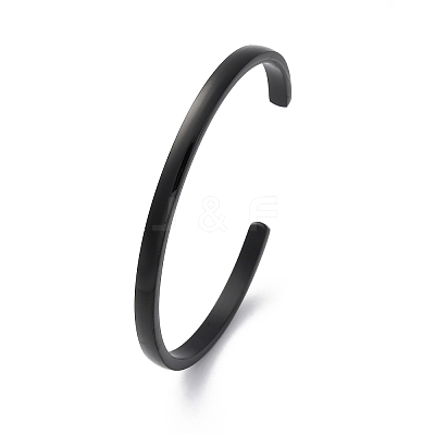 Ion Plating(IP) 304 Stainless Steel Cuff Bangles STAS-I110-10-4mm-B-1