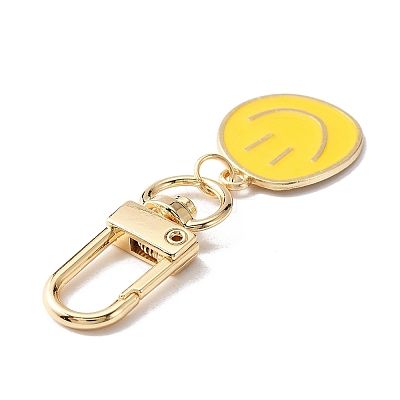 Smiling Face Enamel Pendant Decorations KEYC-WH0036-08LG-03-1