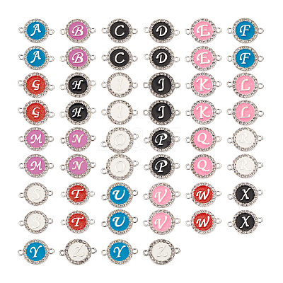 52Pcs 26 Style Alloy Enamel Links Connectors ENAM-YS0001-07-1