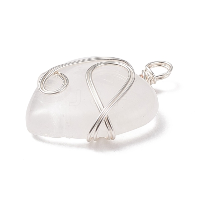 Natural Quartz Crystal Pendants PALLOY-JF01663-06-1