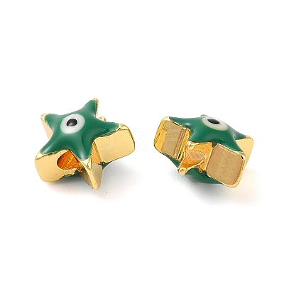 Golden Tone Brass Enamel Beads KK-E048-03G-1