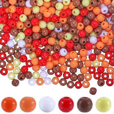 1200Pcs 6 Colors Thanksgiving Day Themed Opaque Acrylic Beads MACR-SC0001-44-1
