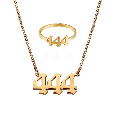 Number Pendant Necklace & Open Cuff Ring JX198A-1