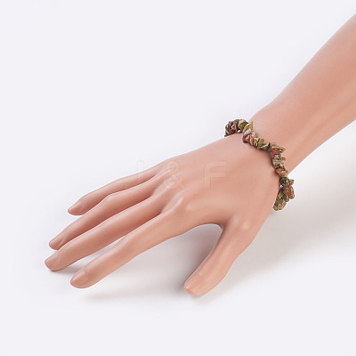 Natural Unakite Stretch Bracelets BJEW-JB03681-02-1