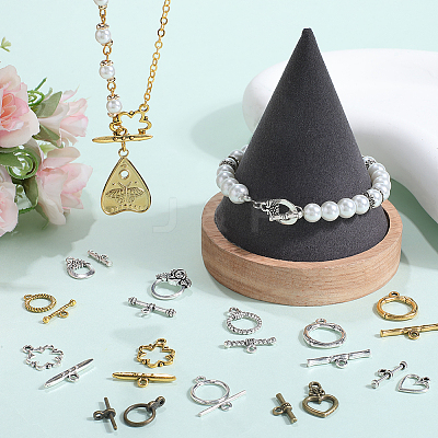 120Pcs 12 Styles Tibetan Style Toggle Clasps FIND-SP0001-25-1