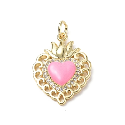 Eco-Friendly Rack Plating Brass Micro Pave Cubic Zirconia Pendants KK-F845-33G-1