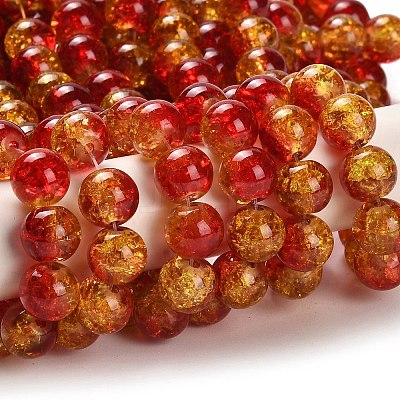 Spray Painted Crackle Glass Beads Strands X-CCG-Q002-10mm-10-1