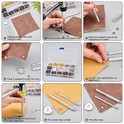 Double Cap Iron Rivets & Install Tool Sets DIY-WH0167-65-1