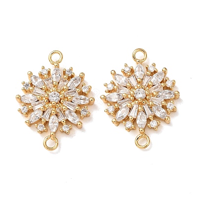 Brass Pave Clear Cubic Zirconia Connector Charms CU-CBA4579-05G-B-1