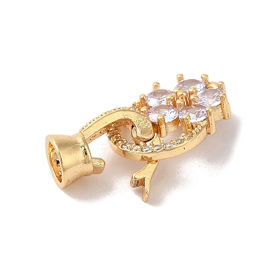 Brass Micro Pave Cubic Zirconia Fold Over Clasps KK-B098-08G-03-1