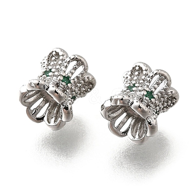 Brass Micro Pave Green Cubic Zirconia Beads KK-M318-24P-02-1