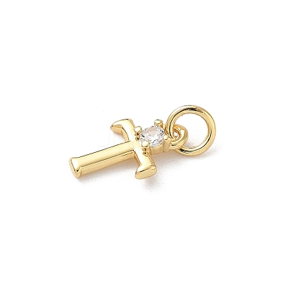 Brass Pave Clear Cubic Zirconia Charms KK-A273-01G-T-1
