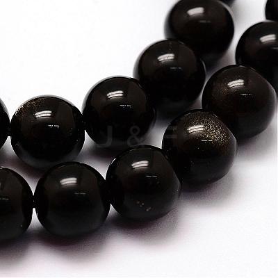 Natural Golden Sheen Obsidian Beads Strands G-F364-08-10mm-1