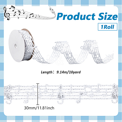 10 Yards Musical Note Double Face Note Polyester Ribbons Accessories SRIB-PH0001-67-1