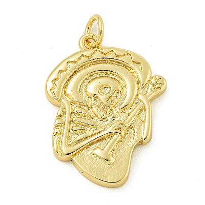 Halloween Theme Rack Plating Brass Pendants KK-Z067-18G-04-1