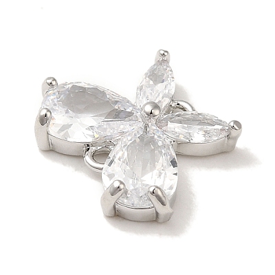 Brass Pave Clear Cubic Zirconia Connector Charms LS-KK-G499-11P-1