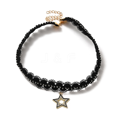 Polyester Lace Choker Necklaces NJEW-M210-01C-1