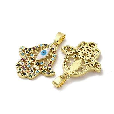 Brass Micro Pave Cubic Zirconia Pendants KK-F903-06G-02-1