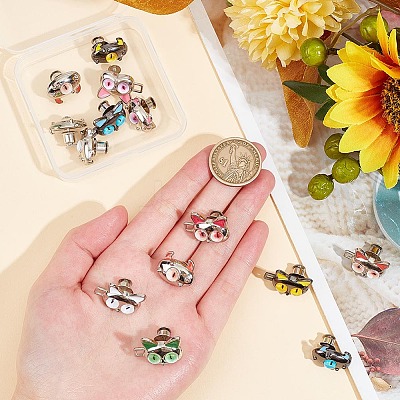 7 Pairs 7 Colors Monster Shape Alloy Adjustable Jean Button Pins AJEW-GO0001-33-1