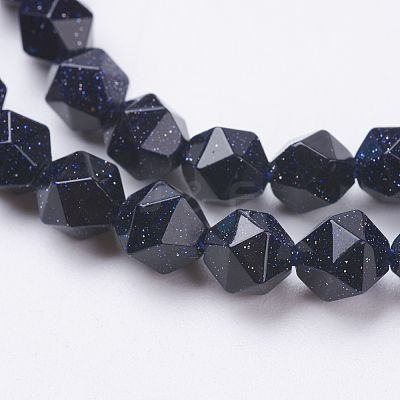 Synthetic Blue Goldstone Beads Strands G-J376-39-6mm-1