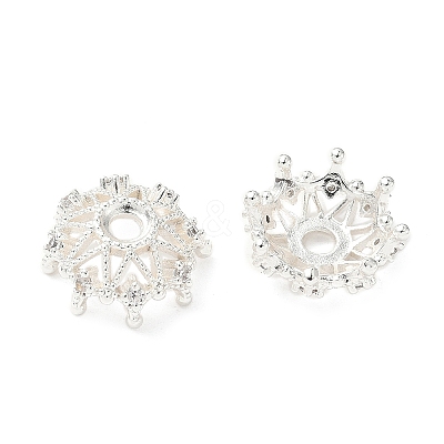 Flower Brass Micro Pave Clear Cubic Zirconia Bead Caps KK-A254-01B-S-1