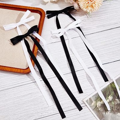 Big Bowknot Polyester Alligator Hair Clips AJEW-CP0008-39B-1