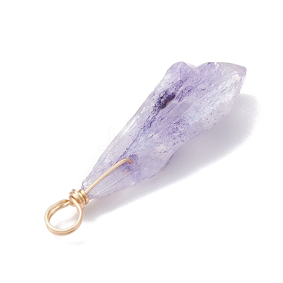 Electroplated Natural Quartz Crystal Dyed Pendants PALLOY-JF02325-02-1