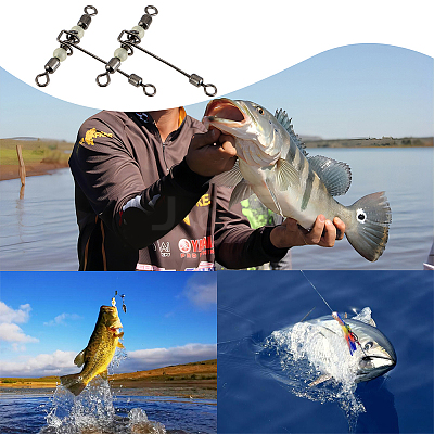 30Pcs 6 Style 201 Stainless Steel 3 Way Swivels Fishing Cross Line FIND-FH0004-45-1