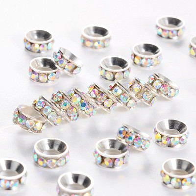 Brass Rhinestone Spacer Beads RB-A020-7mm-28S-1