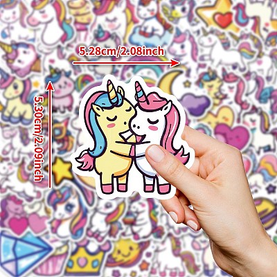 50Pcs Cartoon Unicorn Paper Sticker STIC-C012-03-1