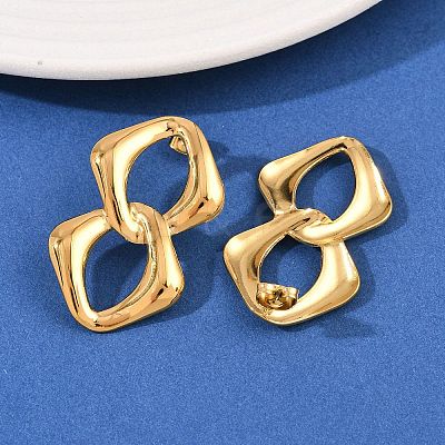 304 Stainless Steel Rectangle Stud Earrings EJEW-I320-14G-1