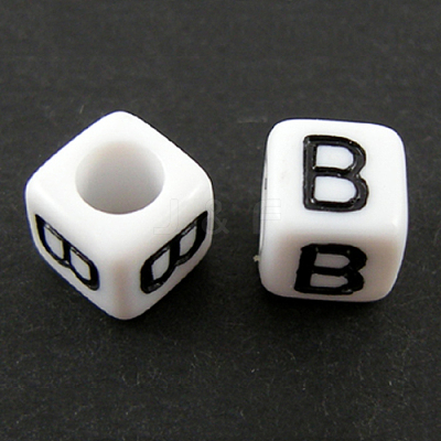 Letter Acrylic European Large Hole Beads X-OPDL-R050-10mm-B-1